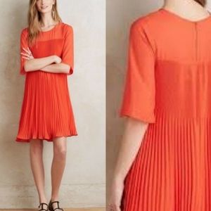 Anthropologie Maeve Edie Red Pleated Swing Dress